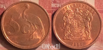 ЮАР 5 центов 1999 года, KM# 160, 188m-130 ♛