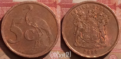 ЮАР 5 центов 2000 года, KM# 160, 291k-012