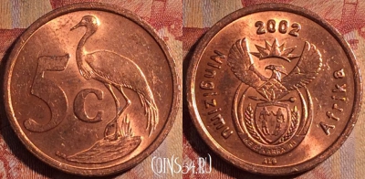 ЮАР 5 центов 2002 года, KM# 268, 161a-035