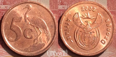 ЮАР 5 центов 2003 года, KM# 324, 184l-074