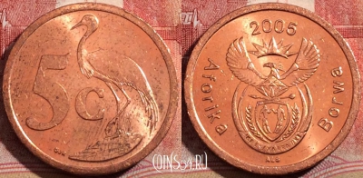 ЮАР 5 центов 2005 года, KM# 291, 210-009
