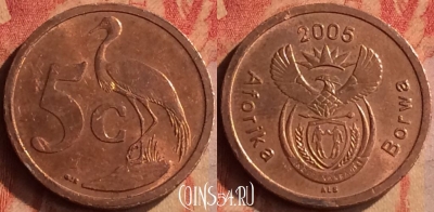 ЮАР 5 центов 2005 года, KM# 291, 415-080