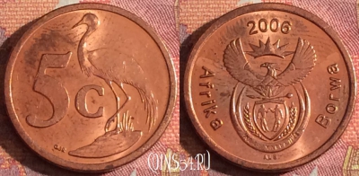 ЮАР 5 центов 2006 года, KM# 486, 348-063