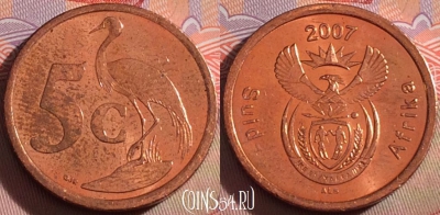 ЮАР 5 центов 2007 года, KM# 340, 104b-113