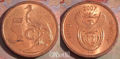 ЮАР 5 центов 2007 года, KM# 340, 151b-053