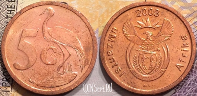 ЮАР 5 центов 2008 года, KM# 440, 138-009