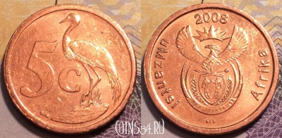 ЮАР 5 центов 2008 года, KM# 440, 234-080
