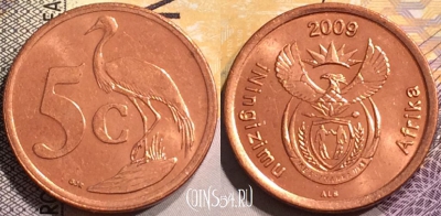 ЮАР 5 центов 2009 года, KM# 464, 146-045