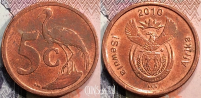 ЮАР 5 центов 2010 года, KM# 493, 129-126