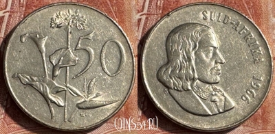 ЮАР 50 центов 1966 г., SUID-AFRIKA, KM# 70.2, 180s-091