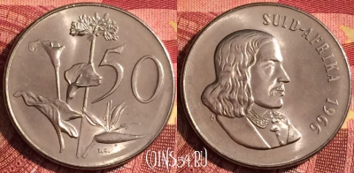 ЮАР 50 центов 1966 года, SUID-AFRIKA, KM# 70.2, 270i-020