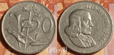 ЮАР 50 центов 1966 г., SUID-AFRIKA, KM# 70.2, 464q-570 ♛