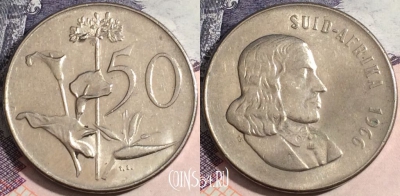ЮАР 50 центов 1966 года, SUID-AFRIKA, KM# 70.2, a133-036