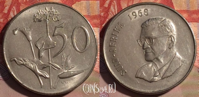 ЮАР 50 центов 1968 года, SUID-AFRIKA, KM# 79.2, 069d-089