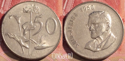 ЮАР 50 центов 1968 года, SUID-AFRIKA, KM# 79.2, 071c-105