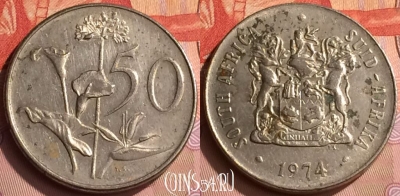 ЮАР 50 центов 1974 года, KM# 87, 203n-110