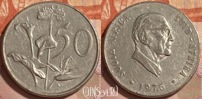 ЮАР 50 центов 1976 года, KM# 96, 215r-014 ♛
