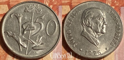 ЮАР 50 центов 1976 года, KM# 96, 464q-569 ♛
