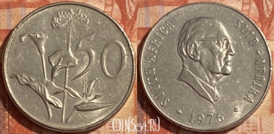 ЮАР 50 центов 1976 года, KM# 96, 487р-109