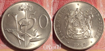 ЮАР 50 центов 1987 года, KM# 87, 077c-079