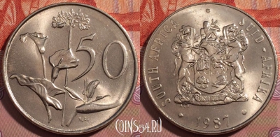 ЮАР 50 центов 1987 года, KM# 87, UNC, 242-088