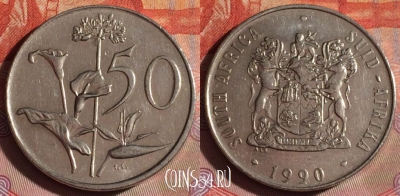 ЮАР 50 центов 1990 года, KM# 87, 077f-142