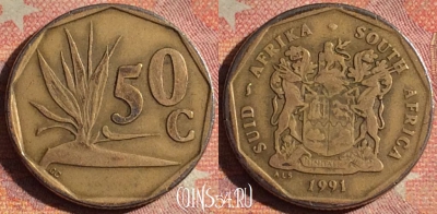 ЮАР 50 центов 1991 года, KM# 137, 198i-055