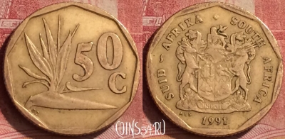 ЮАР 50 центов 1991 года, KM# 137, 266l-109