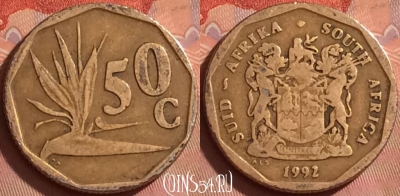 ЮАР 50 центов 1992 года, KM# 137, 220l-105