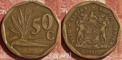 ЮАР 50 центов 1992 года, KM# 137, 243r-128