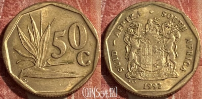 ЮАР 50 центов 1992 года, KM# 137, 475r-077