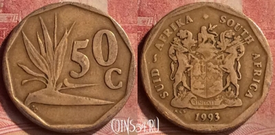 ЮАР 50 центов 1993 года, KM# 137, 134m-073