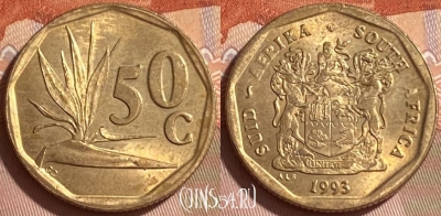 ЮАР 50 центов 1993 года, KM# 137, 216r-020 ♛