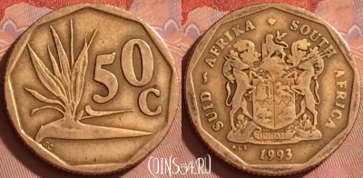 ЮАР 50 центов 1993 года, KM# 137, 220l-124