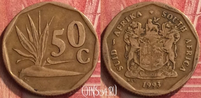 ЮАР 50 центов 1993 года, KM# 137, 397-018