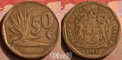 ЮАР 50 центов 1993 года, KM# 137, 423-091