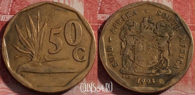 ЮАР 50 центов 1993 года, KM# 137, a059-068
