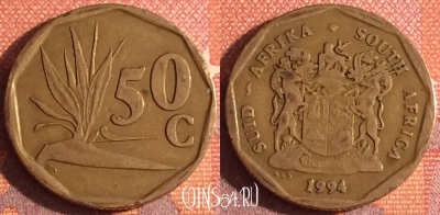 ЮАР 50 центов 1994 года, KM# 137, 342-015