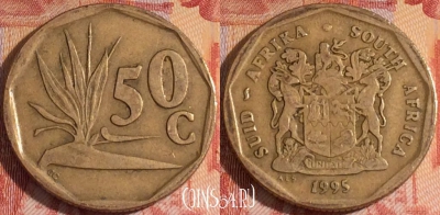ЮАР 50 центов 1995 года, KM# 137, 155a-041