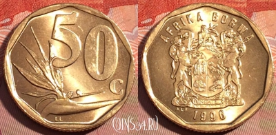 ЮАР 50 центов 1996 года, KM# 163, 084c-055