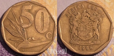 ЮАР 50 центов 1996 года, KM# 163, 186a-139