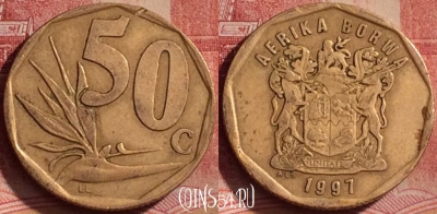 ЮАР 50 центов 1997 года, KM# 163, 320k-101