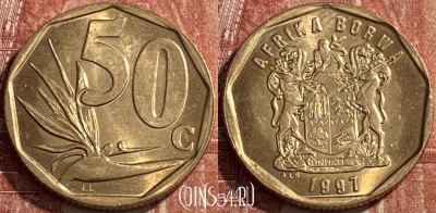 ЮАР 50 центов 1997 года, KM# 163, 450q-020 ♛