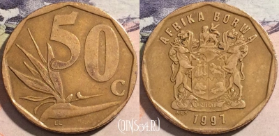 ЮАР 50 центов 1997 года, KM# 163, a058-158