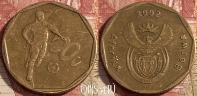 ЮАР 50 центов 2002 года, KM# 287, 473r-123 ♛
