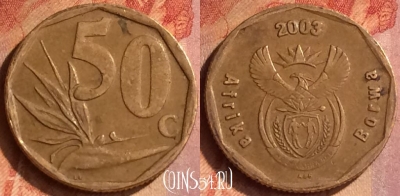 ЮАР 50 центов 2003 года, KM# 330, 135o-031