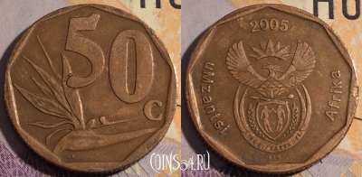 ЮАР 50 центов 2005 года, KM# 294, 181a-035