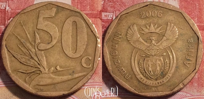 ЮАР 50 центов 2006 года, KM# 489, 253-103