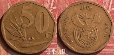 ЮАР 50 центов 2006 года, KM# 489, 397-027
