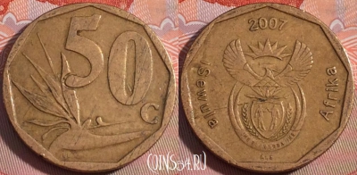 ЮАР 50 центов 2007 года, KM# 343, 111b-140